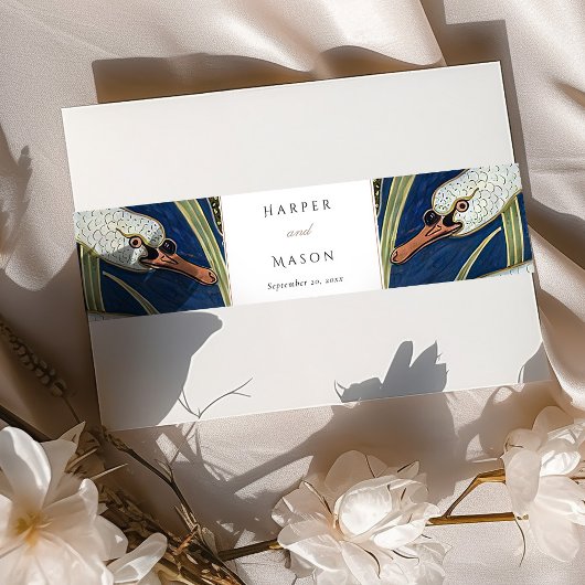 白鳥エレガントをテーマにした結婚式招待状ベリーバンド 招待状ベリーバンド