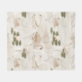 白鳥エレガント模様 フリースブランケット (正面(横))