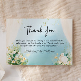 白鳥エレガント赤ちゃんシャワーサンキューカード サンキューカード