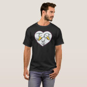 白鳥カップルハート形ラブアニマル Tシャツ (正面フル)
