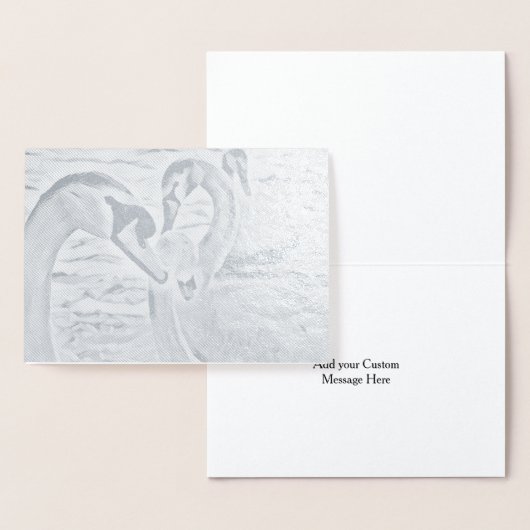 白鳥カードカスタムメッセージの美しいホイルの群 箔カード (ディスプレー)