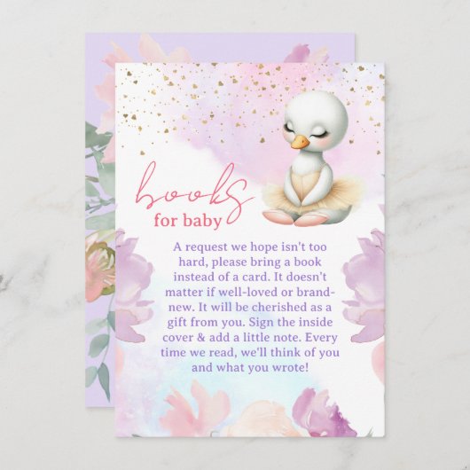 白鳥ガール赤ちゃんシャワー予約リクエスト エンクロージャーカード (正面/裏面)