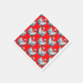 白鳥パターンデザインオンレッド スタンダードカクテルナプキン (角)