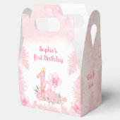 白鳥フローラ羽毛ピンク1st誕生日スモールゲーブル フェイバーボックス (オープン)