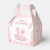白鳥フローラ羽毛ピンク1st誕生日スモールゲーブル フェイバーボックス (正面サイド)