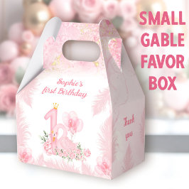 白鳥フローラ羽毛ピンク1st誕生日スモールゲーブル フェイバーボックス
