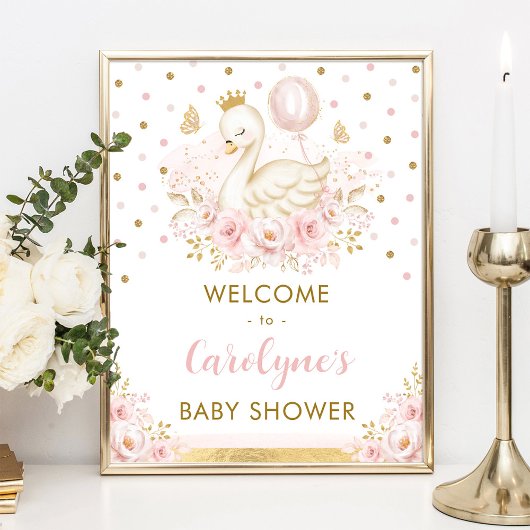 白鳥プリンセスとピンクバルーンウェルカムベビーガール ポスター