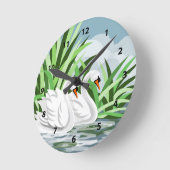 白鳥ペア時計 ラウンド壁時計 (傾斜)