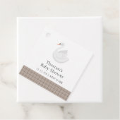 白鳥ミニマルモダン格子輪ギンガムボーイ赤ちゃんシャワー フェイバータグ (インサイチュ)