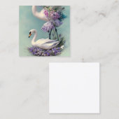白鳥ラベンダーとティール(緑がかった色)の花の背景 スクエア名刺 (正面/裏面)