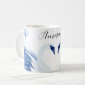 白鳥中国の羽の模様 コーヒーマグカップ (正面左)