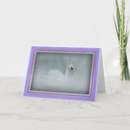 白鳥湖霧深く青いフレームの挨拶状 カード