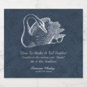 白鳥結婚のネイビーブルーテールフェザー スパークリングワインラベル (シングルラベル)