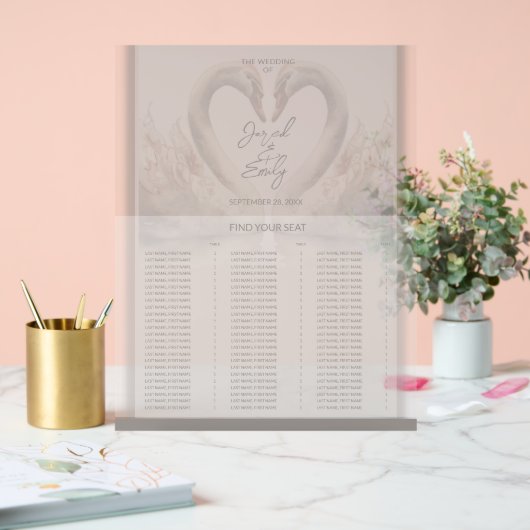 白鳥結婚の座席表アクリル記号 アクリルサイン (ウェディング)