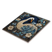 白鳥華美・青・白・鳥・花 タイル (側面)