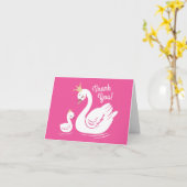 白鳥1歳の誕生日パーティー赤ちゃんシャワーピンク カード (黄色い花)