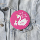 白鳥1歳の誕生日パーティー赤ちゃんシャワーピンク 缶バッジ (インサイチュ)