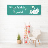 白鳥1歳の誕生日パーティー赤ちゃんシャワー 横断幕 (インサイチュ)