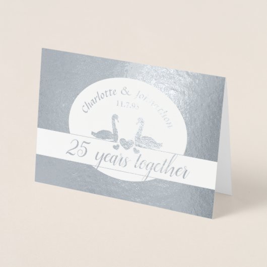 白鳥25周年結婚記念カード 箔カード (正面)