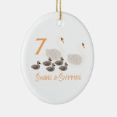 白鳥7羽が泳ぐ セラミックオーナメント (右)