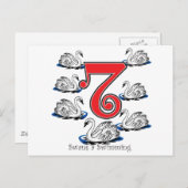 白鳥7羽が泳ぐ ポストカード (正面/裏面)