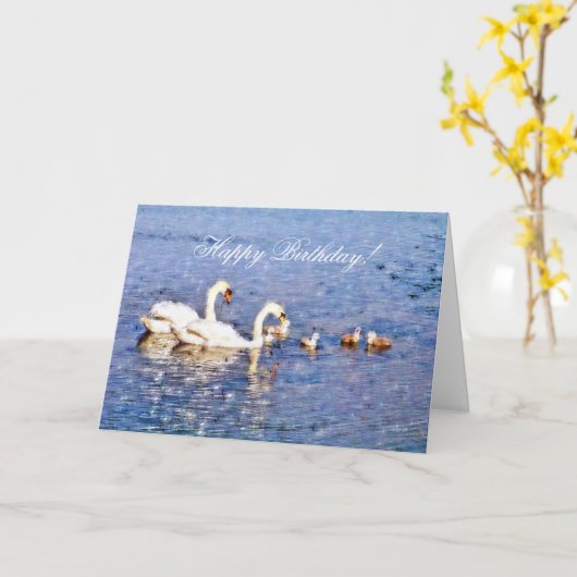 白鳥 カード (黄色い花)