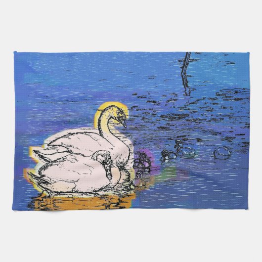 白鳥 キッチンタオル (横)