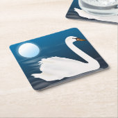 白鳥 スクエアペーパーコースター (アングル)