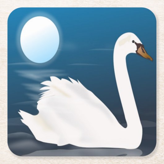 白鳥 スクエアペーパーコースター (正面)