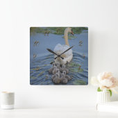 白鳥 スクエア壁時計 (ホーム)