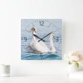 白鳥 スクエア壁時計 (ホーム)