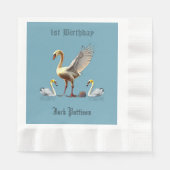 白鳥 デコ セッティング 空 鳥 1歳の誕生日パーティー 縁ありランチョンナプキン (正面)
