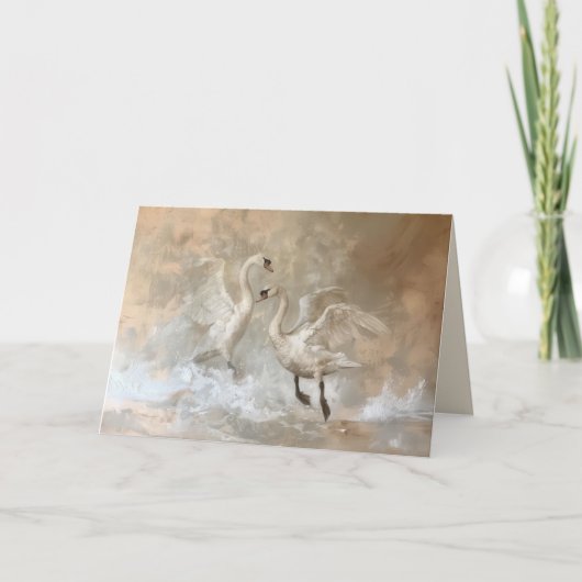 白鳥 - 折りたたまれたグリーティングカード サンキューカード (正面)