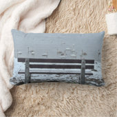 白鳥、湖とベンチ – クッション (ブランケット)