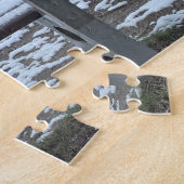 白鳥、湖とベンチ – パズル (側面)