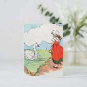 白鳥、白鳥の海の上にマザーグース子供部屋韻 ポストカード (スタンド正面)