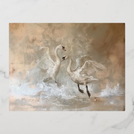 白鳥 - 箔押しポストカード 箔招待状ポストカード