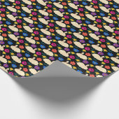 白鳥、花、手で描いた黒い背景。 ラッピングペーパー (角)