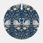 白鳥、魚、花、フォーク模様。 ガラスオーナメント (裏面)