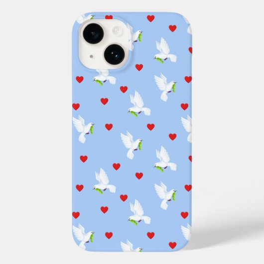 白鳩とオリーブの枝と赤いハート Case-Mate iPhoneケース (裏面)