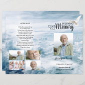 白鳩と空の葬儀プログラムテンプレート (正面/裏面)