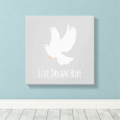 白鳩の鳥が灰色 キャンバスプリント (インサイチュ (ウッドフロア))