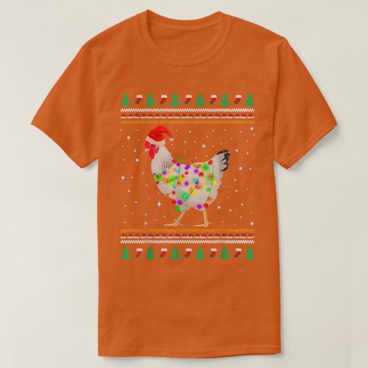 白鶏の醜いクリスマスチキンサンタクリステム Tシャツ (デザイン正面)