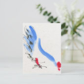 白鶏。書道・水彩画 ポストカード (スタンド正面)