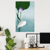 白鷺とハス（蓮に白鷺） ポスター (ホームオフィス)