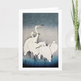 白鷺の群れ, 古邨 Group of Egrets, Ohara Koson, Woodcut カード