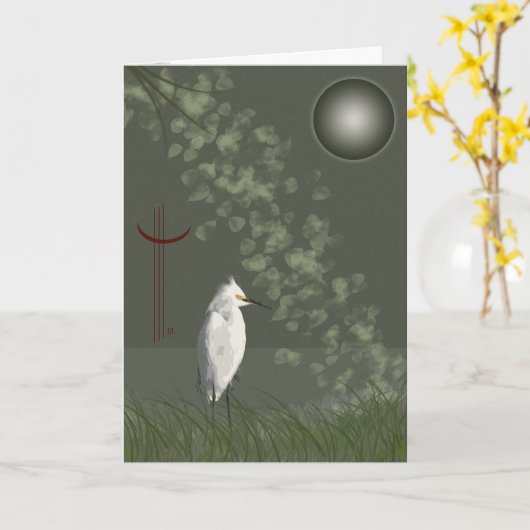 白鷺も カード (黄色い花)