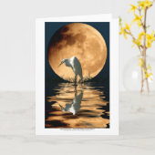 白鷺及び金月の野性生物の芸術挨拶カード カード (黄色い花)