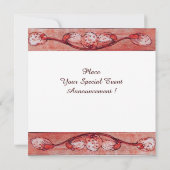 白鸽栖息在红色窗台上的宝石婚礼字母标志 招待状 (裏面)