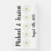 白黄色デイジー花 フラワー ガーデンパーティー 横断幕 (縦)